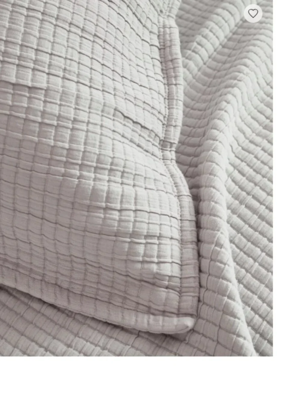NWOT Organic Ribbed Cotton Coverlet Set in Light Grey